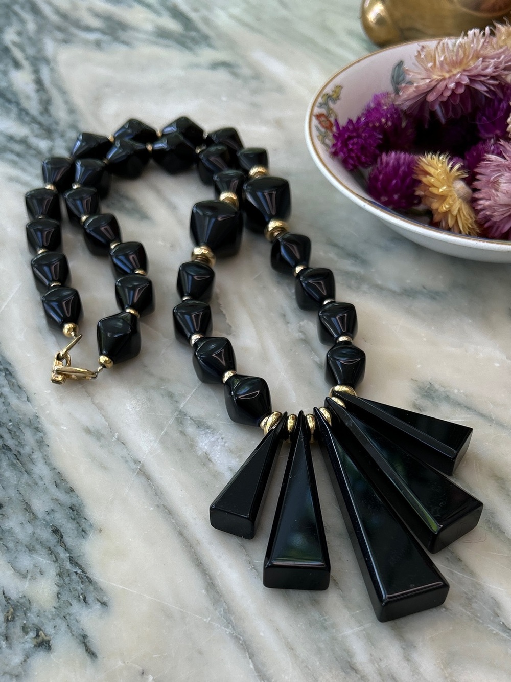 Vintage Napier Black Lucite Necklace